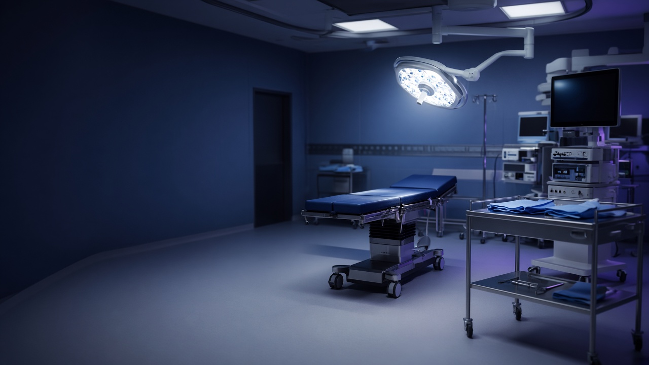 A modern ambulatory surgery operating room prepared before the day begins